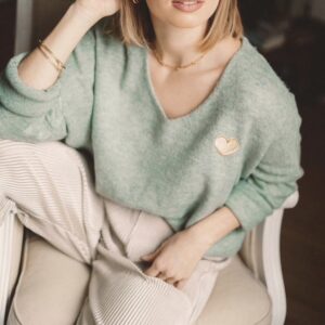 Le pull Valentin vert amande